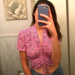 Zara pink floral crop top